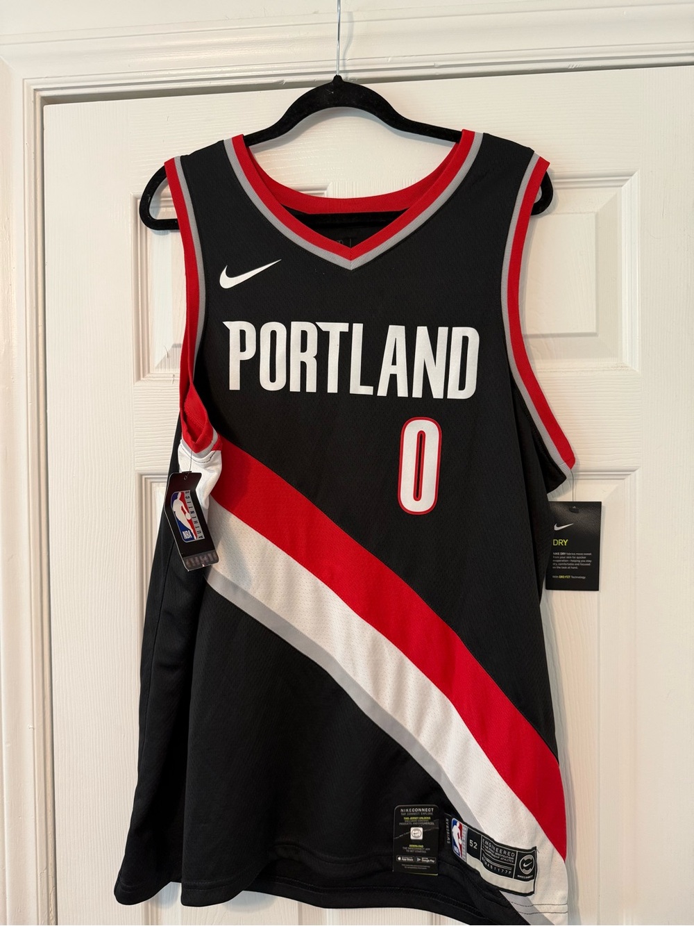 Nike Black White Red Portland Basketball Jersey